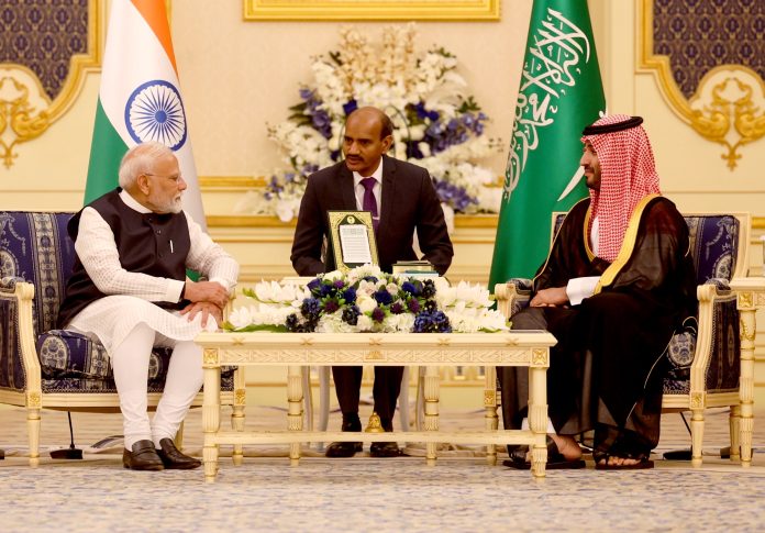 PM Modi and Saudi Arabias Crown Prince at talks