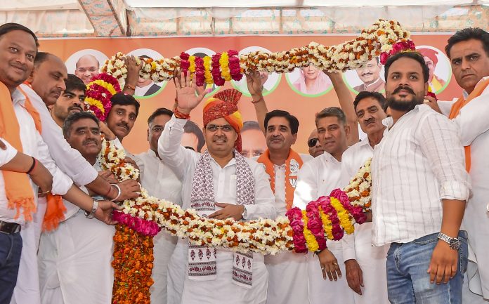 Bhajanlal Sharma in Rajasthan's Hanumangarh