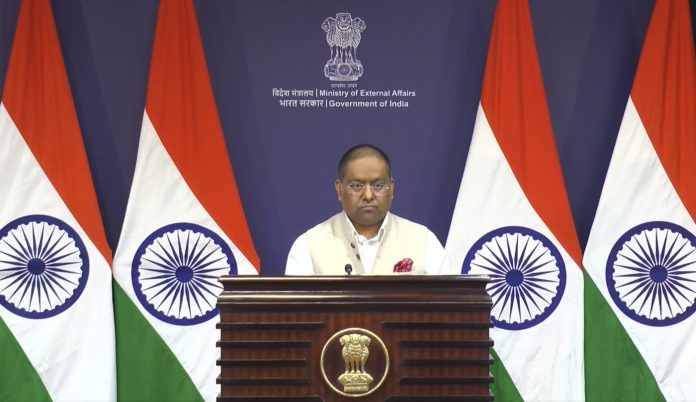 Randhir Jaiswal addresses media