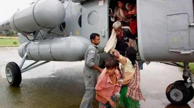 IAF rescues 14 people stranded in swollen river