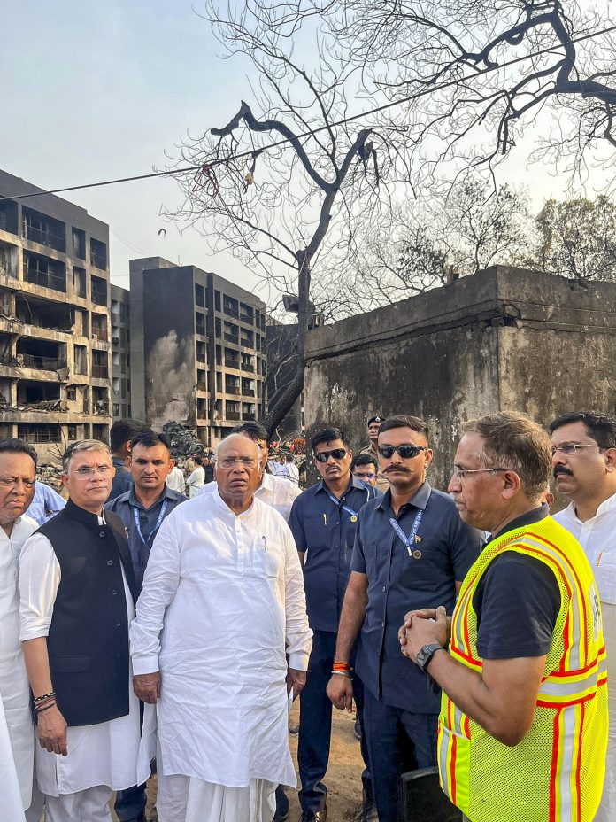 Ahmedabad plane crash: Kharge visits crash site