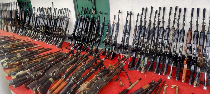 Security forces recover arms from Manipur districts