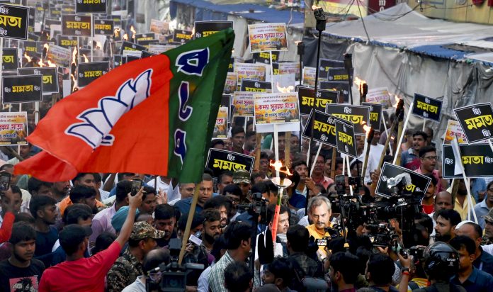 BJP protest against law student gang-rape in Kolkata