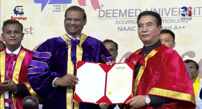 Mizoram CM Lalduhoma Conferred Honorary Doctorate by Karunya University