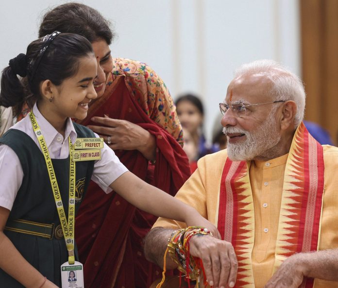 PM Modi celebrates Raksha Bandhan