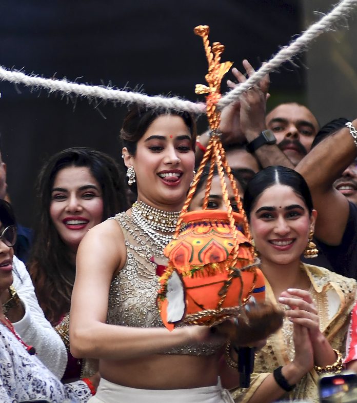 Celebrities during Dahi Handi on Janmashtami festival in Mumbai