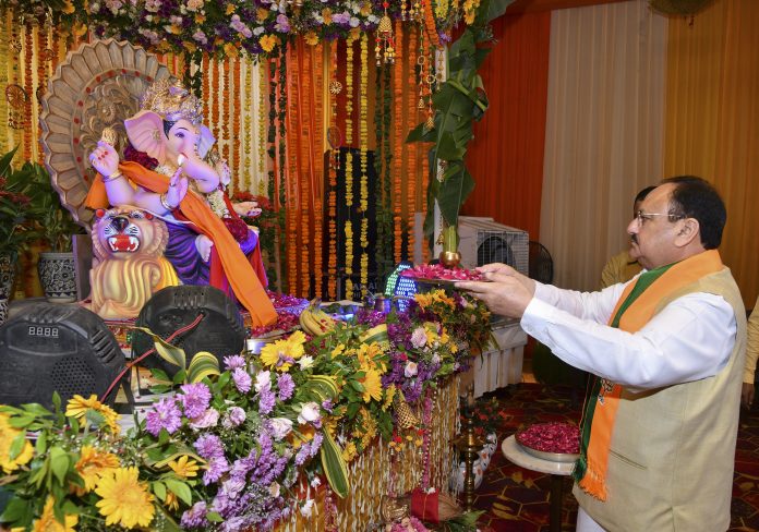 JP Nadda celebrates Ganesh Chaturthi