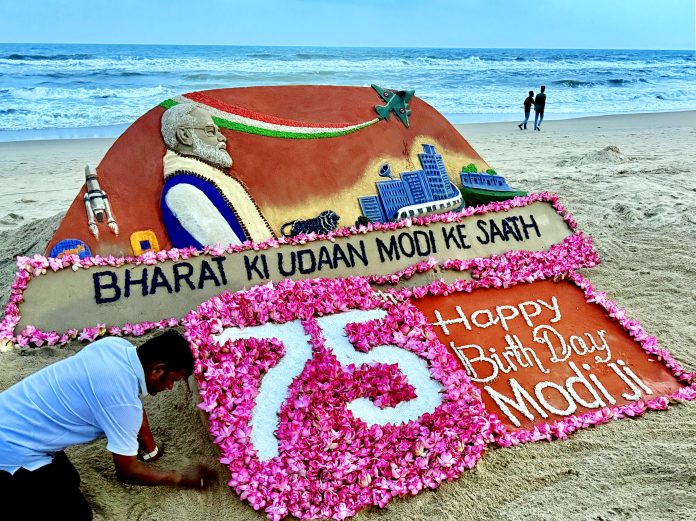 Sand art for PM Modi's 75th birthday