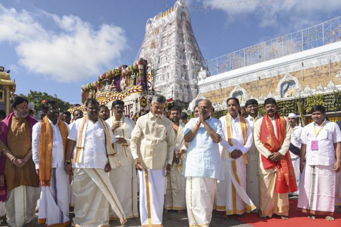 VP Radhakrishnan at Tirumala Temple