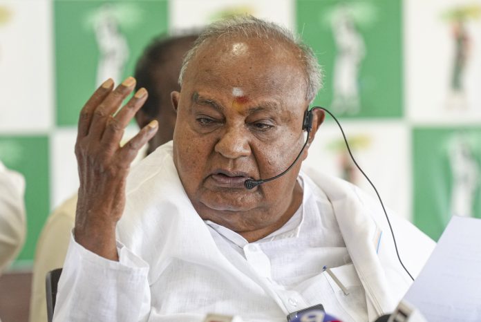 H D Devegowda press conference in Bengaluru