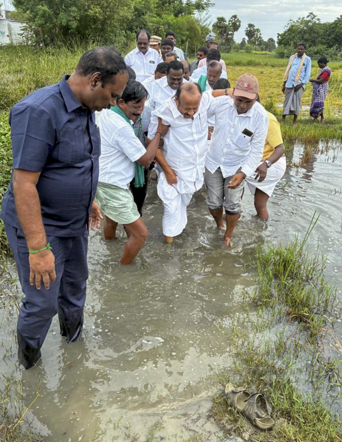 TN Minister visits damaged agricultural fields