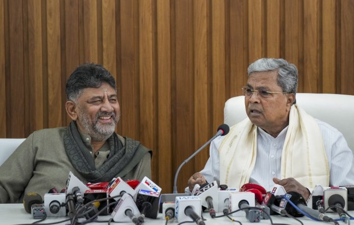 Siddaramaiah, Shivakumar address media