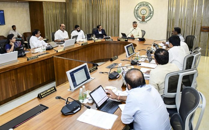 Andhra Pradesh CM at a cabinet meeting