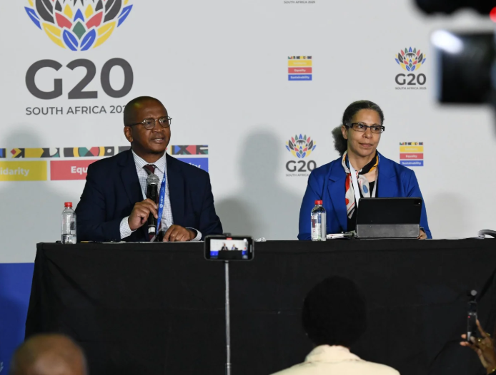 G20 Sous-sherpas Ambassador Xolisa Mabhongo and Advocate Nokukhanya Jele