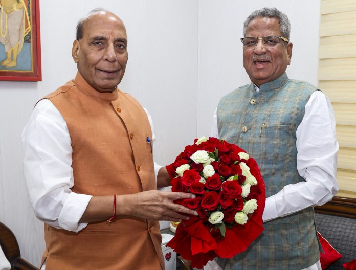 Rajnath Singh with Om Prakash Mathur