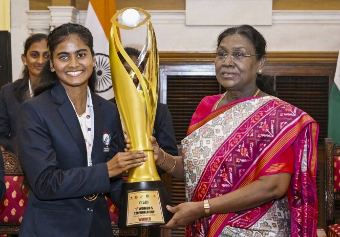 Blind Women's T20 WCup winning team meets Prez