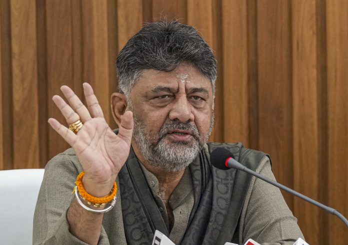 D K Shivakumar addresses media