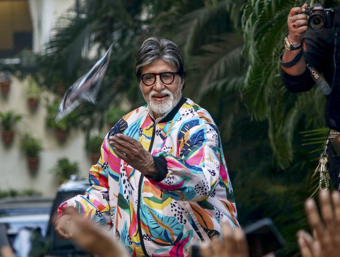 Amitabh Bachchan greets fans at his residence in Mumbai
