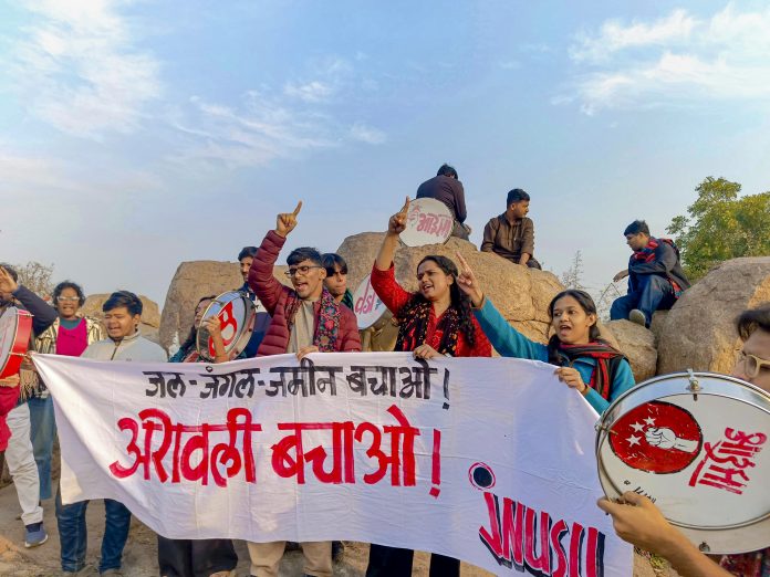 Students protest for Aravalli Hills