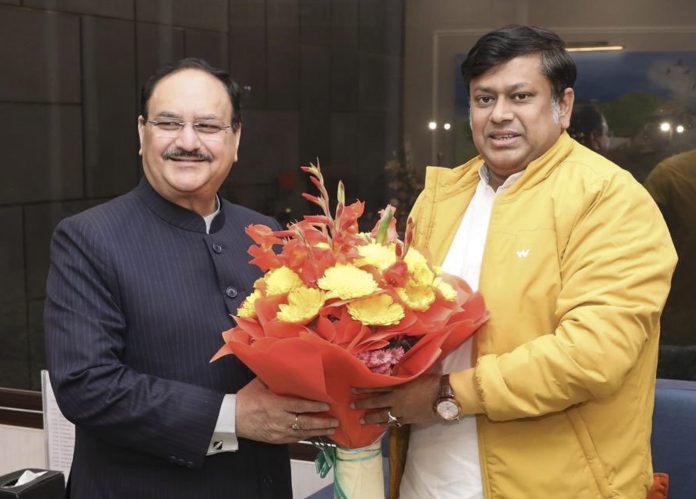 JP Nadda with Sukanta Majumdar