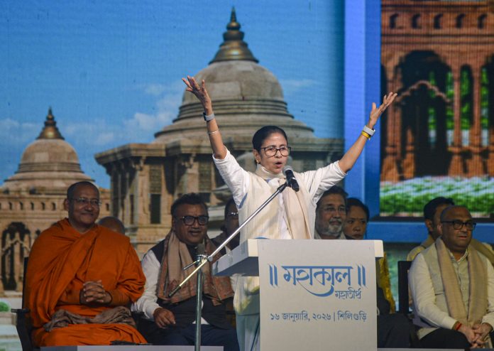 Mamata Banerjee lays foundation stone of temple