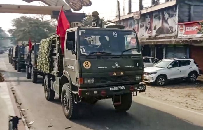 Army conducts flag march through sensitive areas in Assam