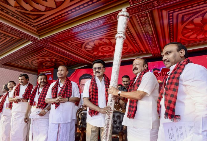 Stalin at training conference for polling agents