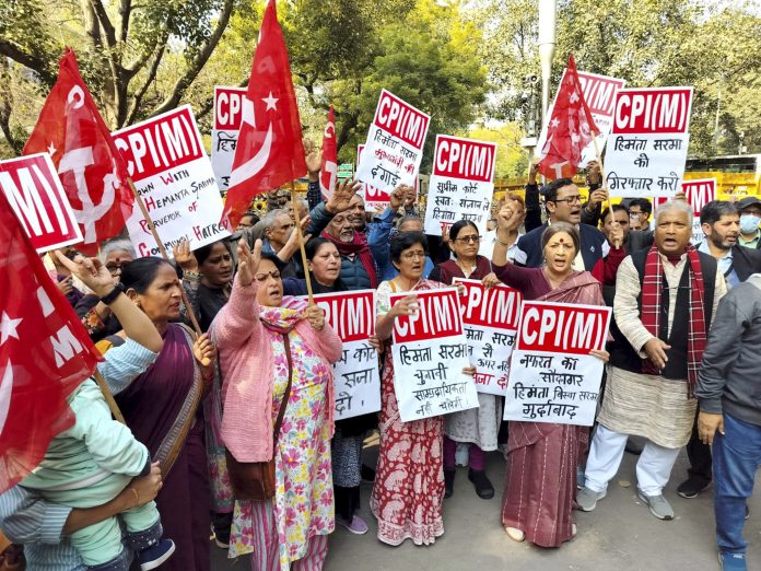CPI (M) protests against Himanta Biswa Sarma