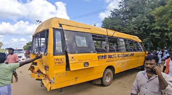 School van overturns in Tamil Nadu