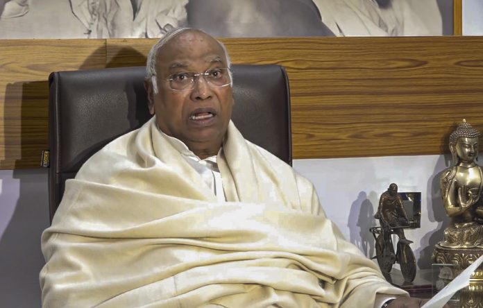 Kharge addresses media in Delhi