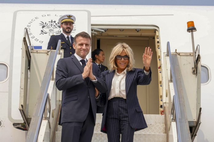 French President departs for Delhi