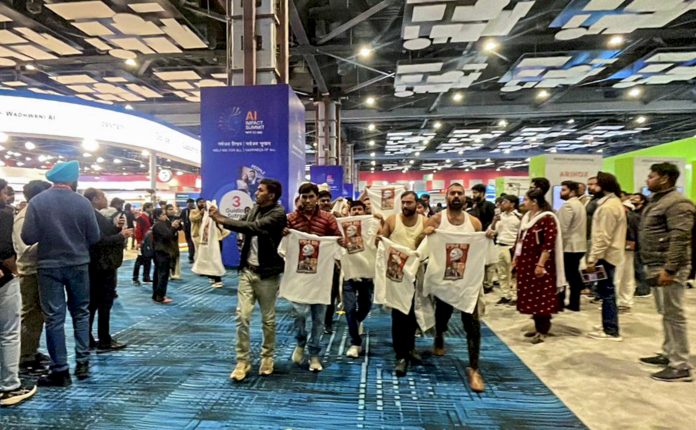 Youth Congress workers hold 'shirtless protest' at AI Summit