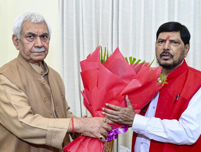 Manoj Sinha with Ramdas Athawale