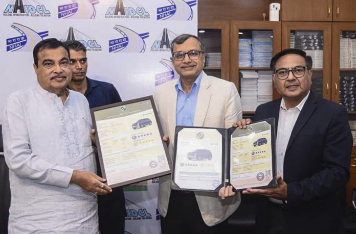 Nitin Gadkari presents Bharat NCAP safety certificates in Delhi